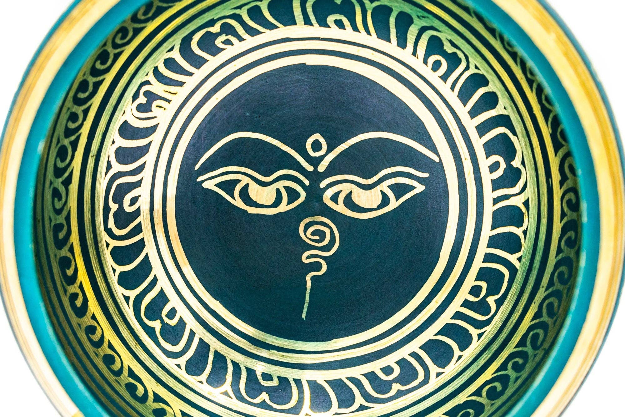 Fwosi - Vendita all'ingrosso Attrezzatura per meditazione - Ciotola Tibetana Antica Oro e Verde con Mazzuolo e Cuscino | Strumento Sonoro Spirituale per Meditazione, Yoga, Guarigione dei Chakra1