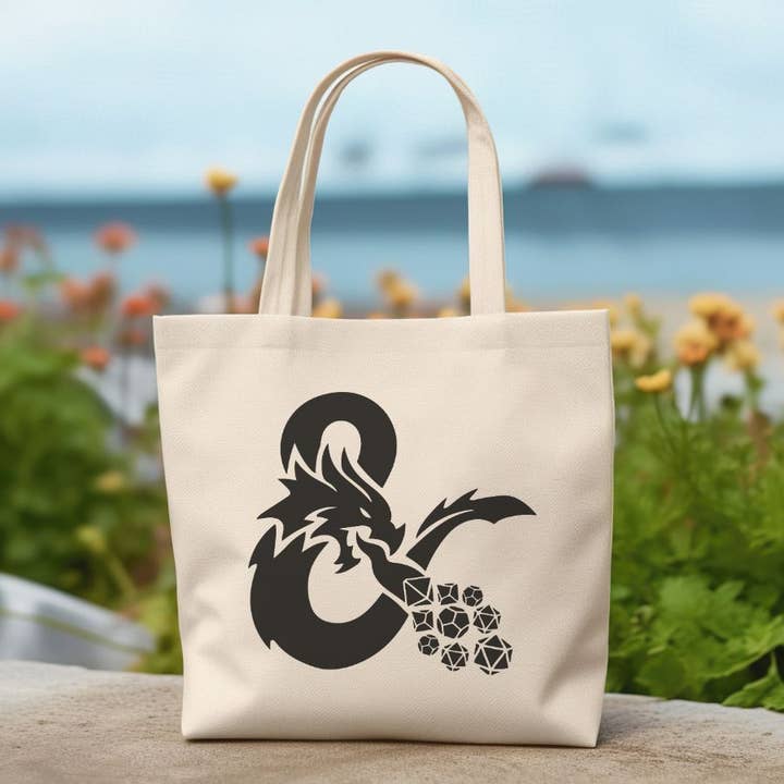 Sister Ray - Wholesale Tote Bag - Unisex - Dragon Fire Dice D&D Game Canvas Tote Bag
