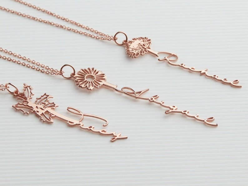 JoyPersonalized - Wholesale Pendant/Charm Necklace - Birth Flower Name Necklace7
