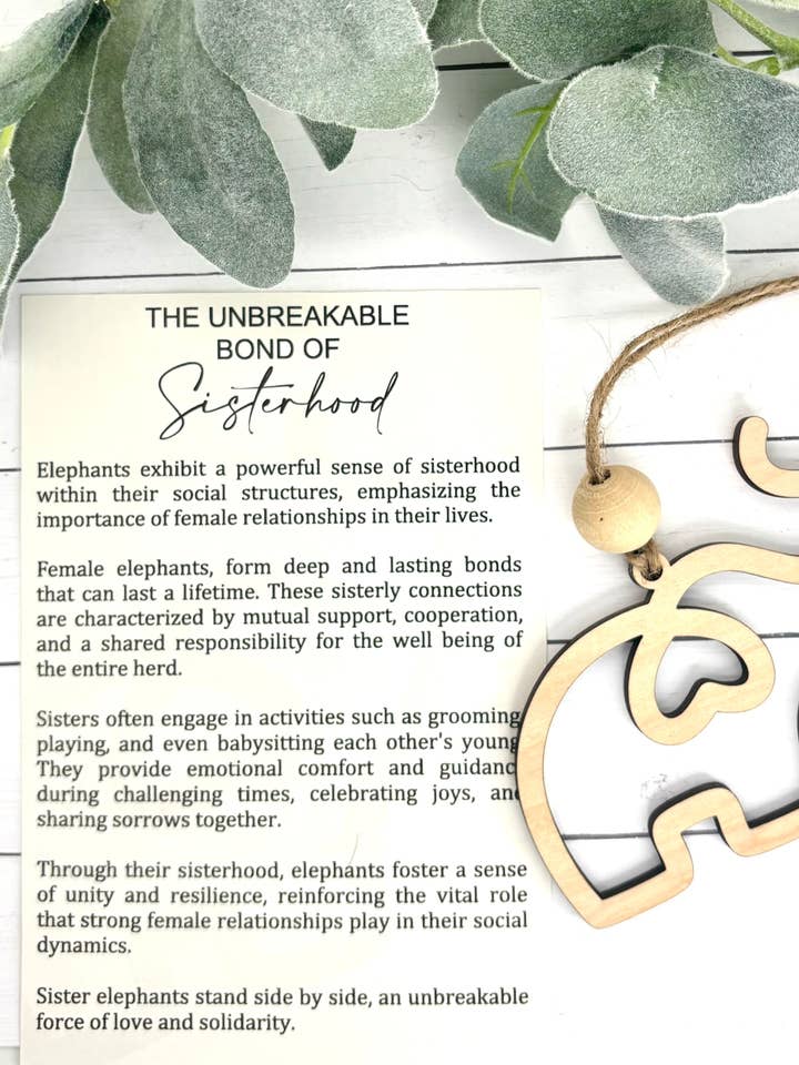 Elephant Sisterhood Story Card Ornament/Car Charm/ Bag C for wholesale by Harris Girl Creations