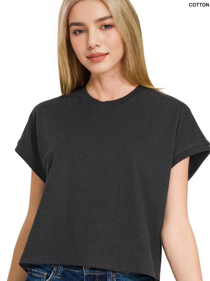 .0831 Premium Cotton Relaxed Crop Tee SI-27900 for wholesale by 42POPS