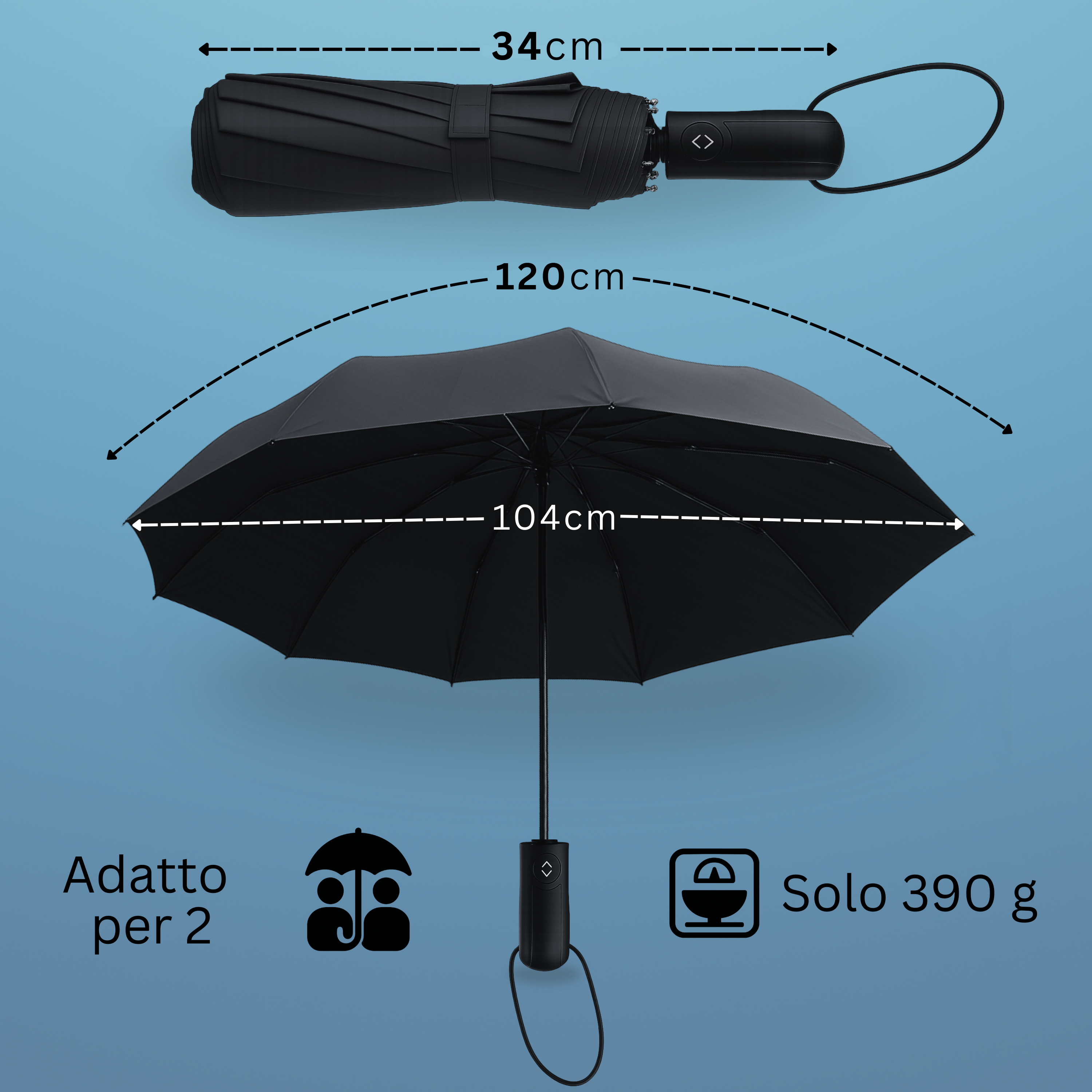 Drytogo - Wholesale Umbrella - Unisex - Drytogo Large Folding Umbrella RainMax | Ø 105 cm | RainMax1