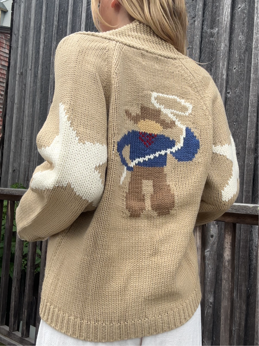 Pink Pineapple - Wholesale Cardigan - Women's - Vintage Cowboy Varsity Cardigan in Camel6