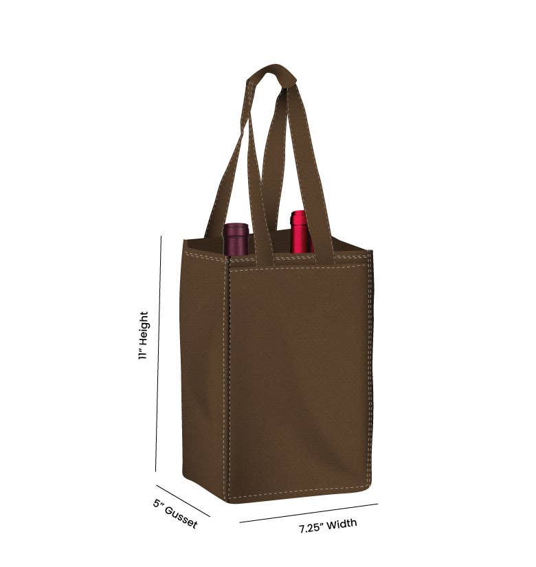 Non Woven Totes - Wholesale Wine Tote - Reusable 2-Bottle Wine Tote Bag-7.25x11x5 with Bottom Gusset | Custom Printed Wine Totes18