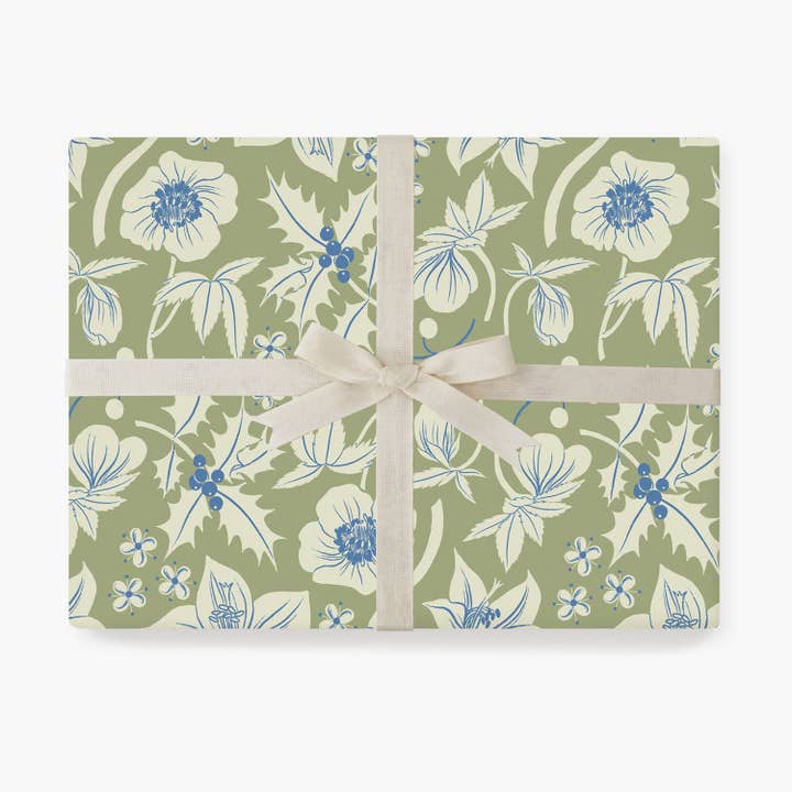 Botanica Paper Co. - Wholesale Flat Wrap - CHRISTMAS BLUE | Double Sided Wrapping Paper