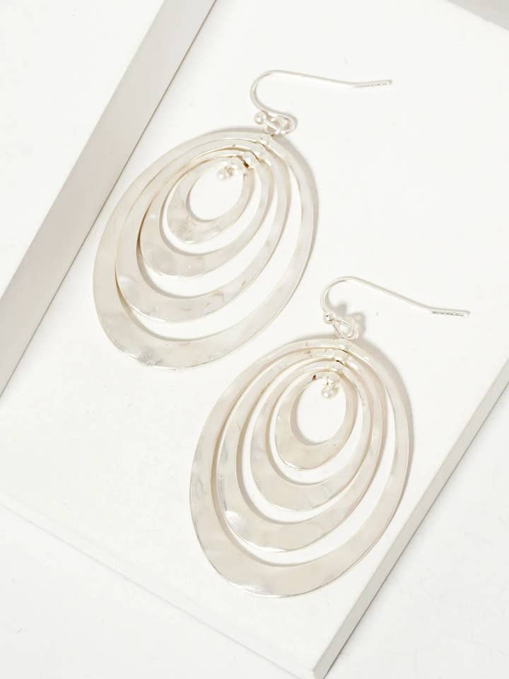 Hammered-Texture Metal Multi Oval Dangle Earrings for wholesale by Wild Honey