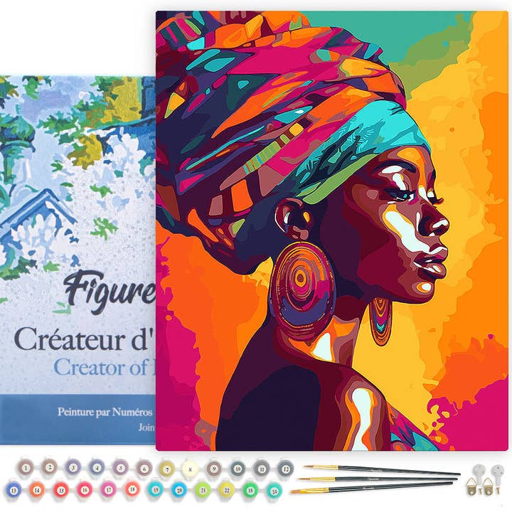 Paint by numbers Vivid African Lady - Framed canvas for wholesale by Figured'Art (UK)