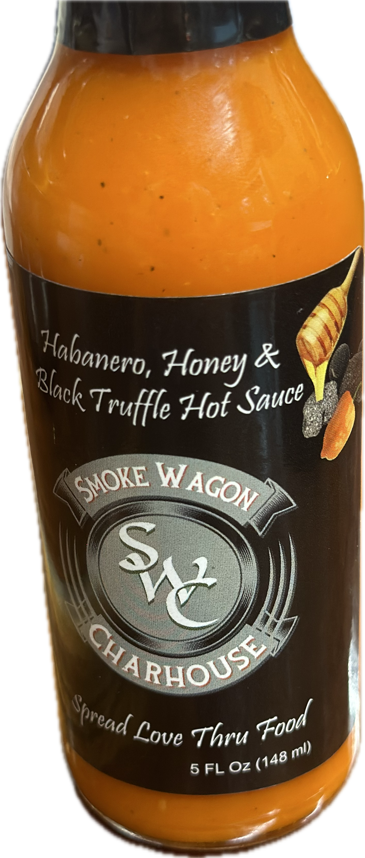 Smoke Wagon Charhouse (SWC) - Wholesale Hot Sauce - SWC Habanero, Honey & Black Truffle Hot Sauce5