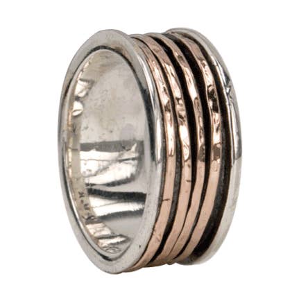 Moon Sterling Silver & Rose Gold Band Ring for wholesale by MeditationRings