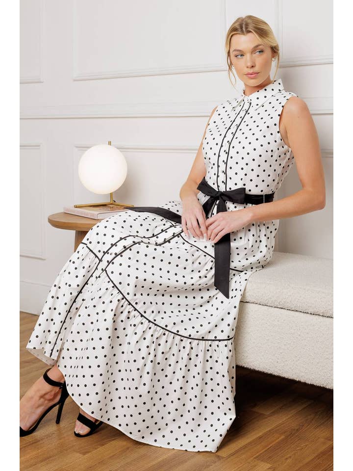 BIANCO NERO Abito midi in tessuto stampato - ID22112 in vendita all'ingrosso su Faire5