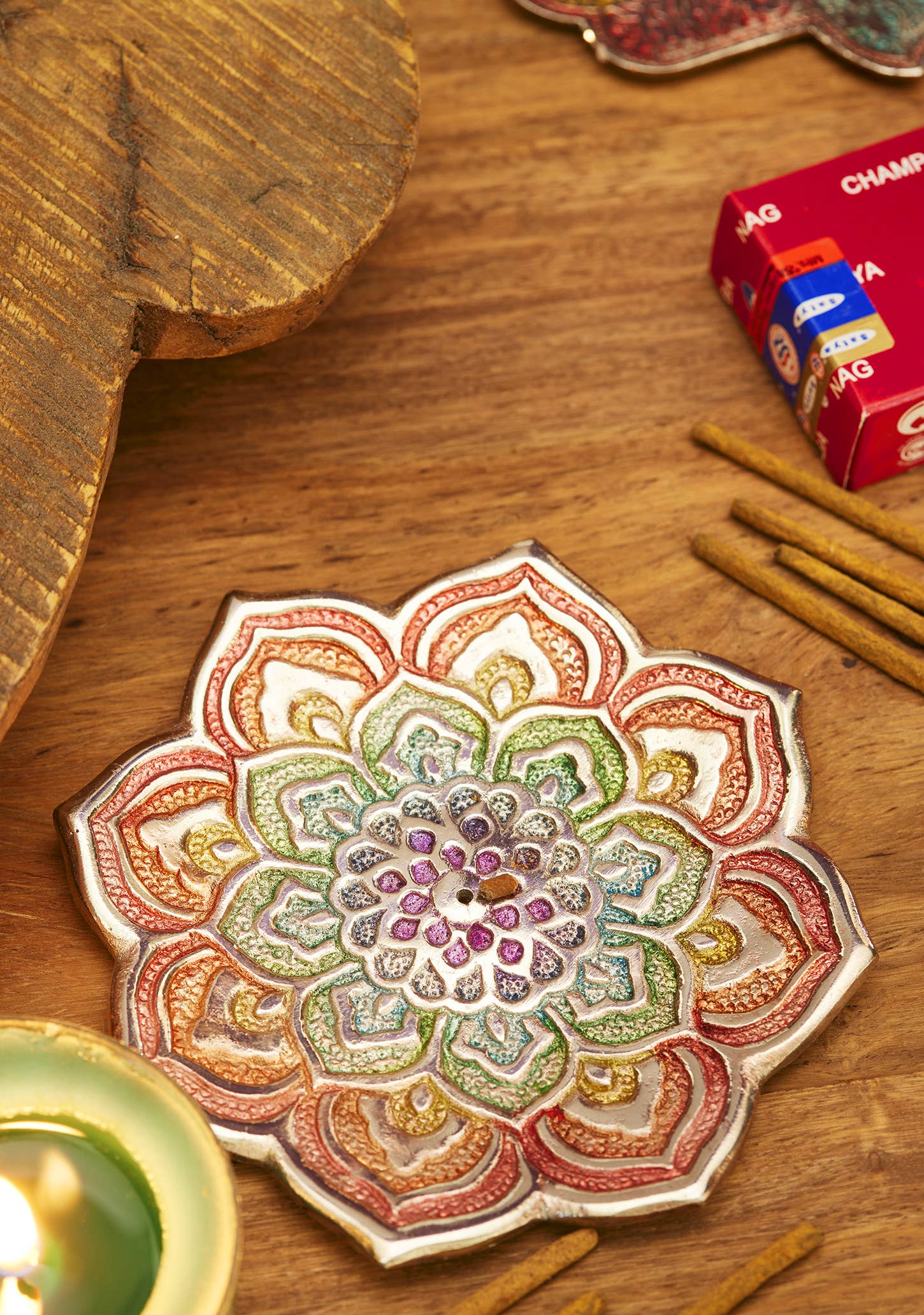 Namaste – wholesale Incense holder – Rainbow Mandala Incense Holder1