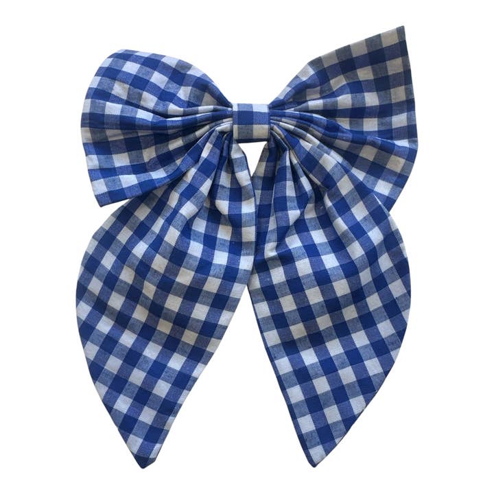 Golden Lily - Wholesale Hair Bow - Women's - Game Day Bow - Gingham Print - Blue