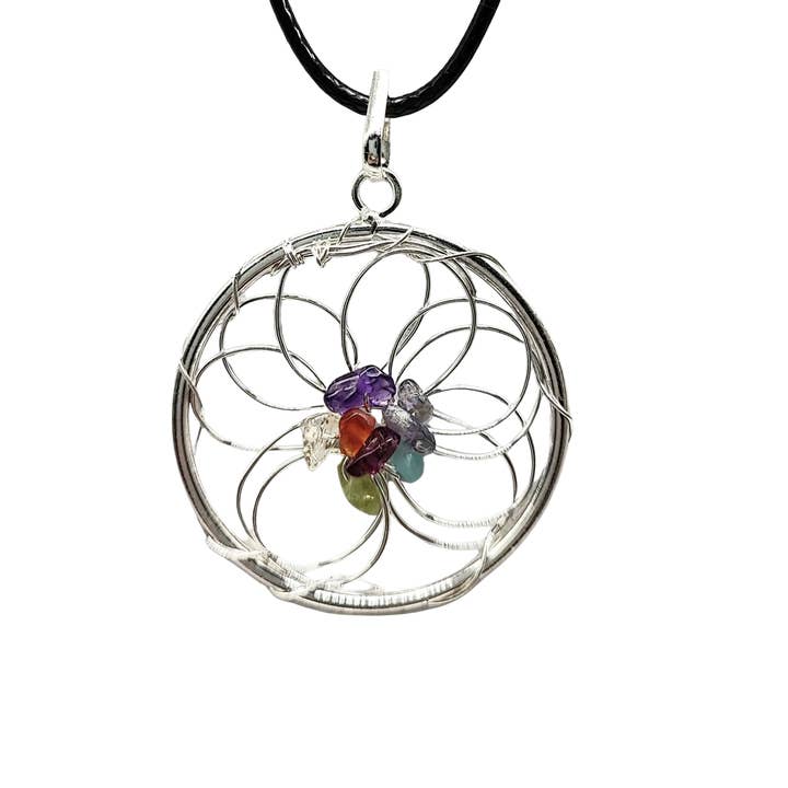 Necklace -Dream Catcher -Flower of Life -7 Chakras for wholesale by Arômes & Évasions