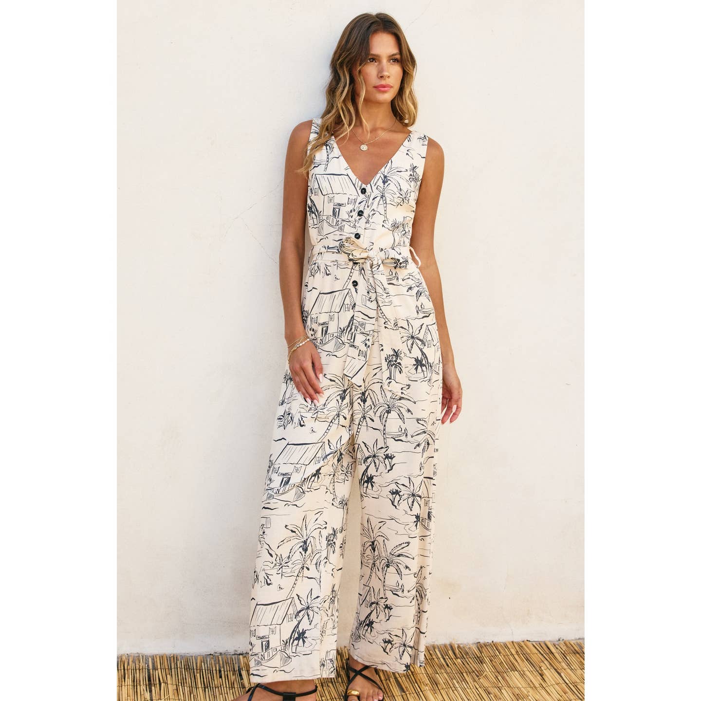 Wholesale Sail Away With Me Button Down Sash Belt Jumpsuit for your ...