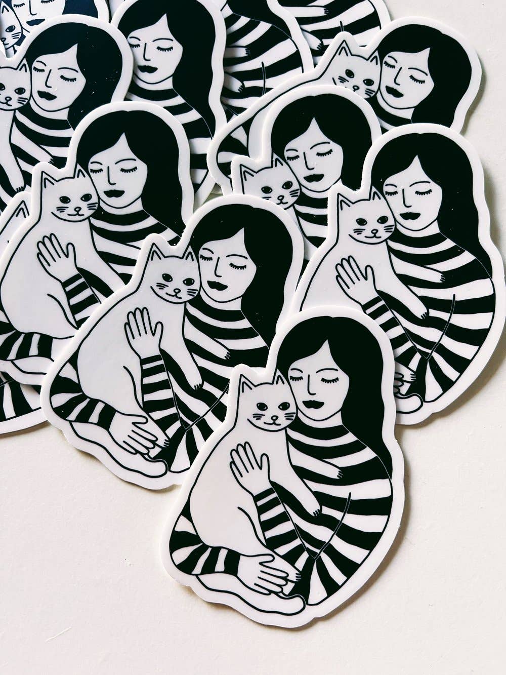 Jessica Holly Creative - Vente Autocollant - Autocollant en vinyle simple 'Portrait d'une maman chat', 3 pouces3