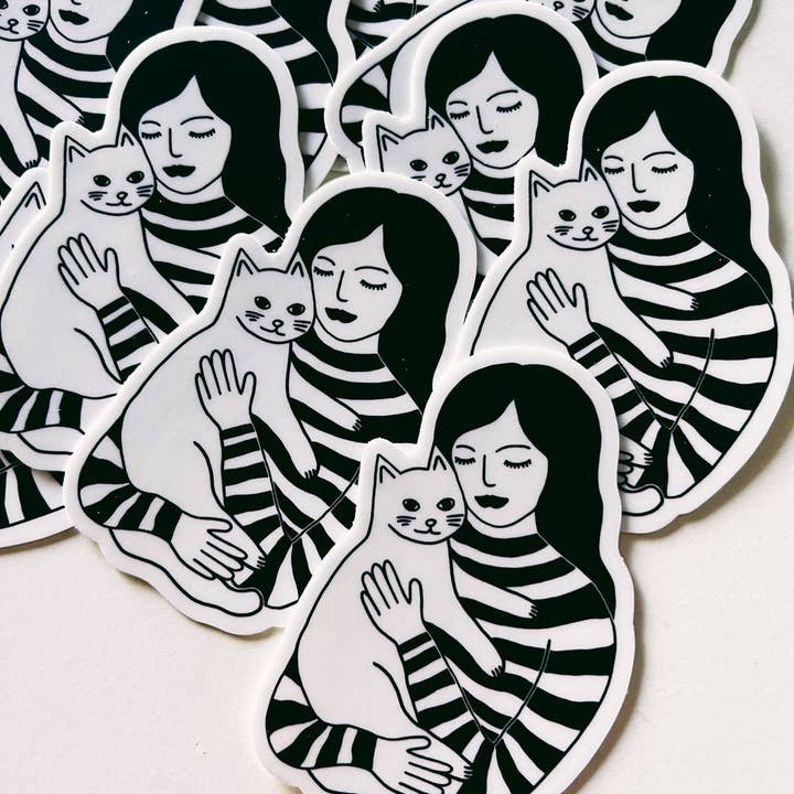 Jessica Holly Creative - Vente Autocollant - Autocollant en vinyle simple 'Portrait d'une maman chat', 3 pouces3