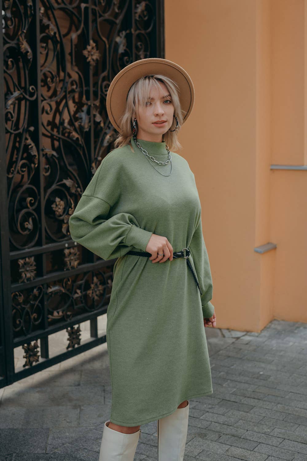 Azuri - Wholesale Dress - Women's - Angora dress with voluminous sleeves2