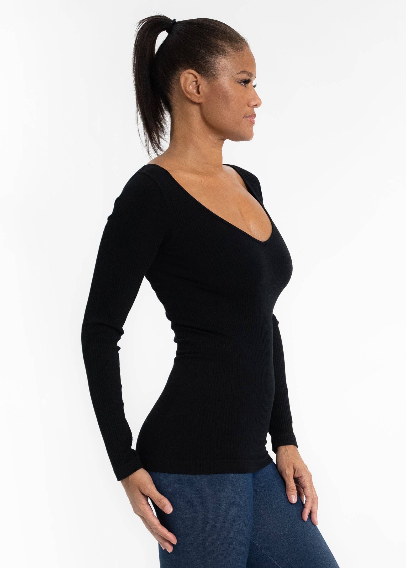 ELIETIAN – Großhandel Strickoberteil – Damen – Geripptes, beidseitiges Langarmshirt14