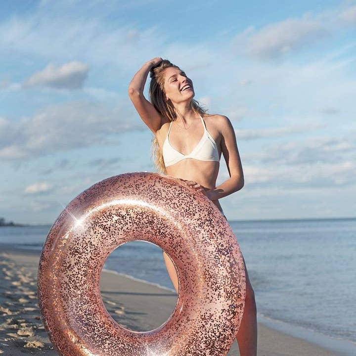 PoolCandy - Wholesale Inflatables - Inflatable Rose Gold Glitter Pool Tube PoolCandy2