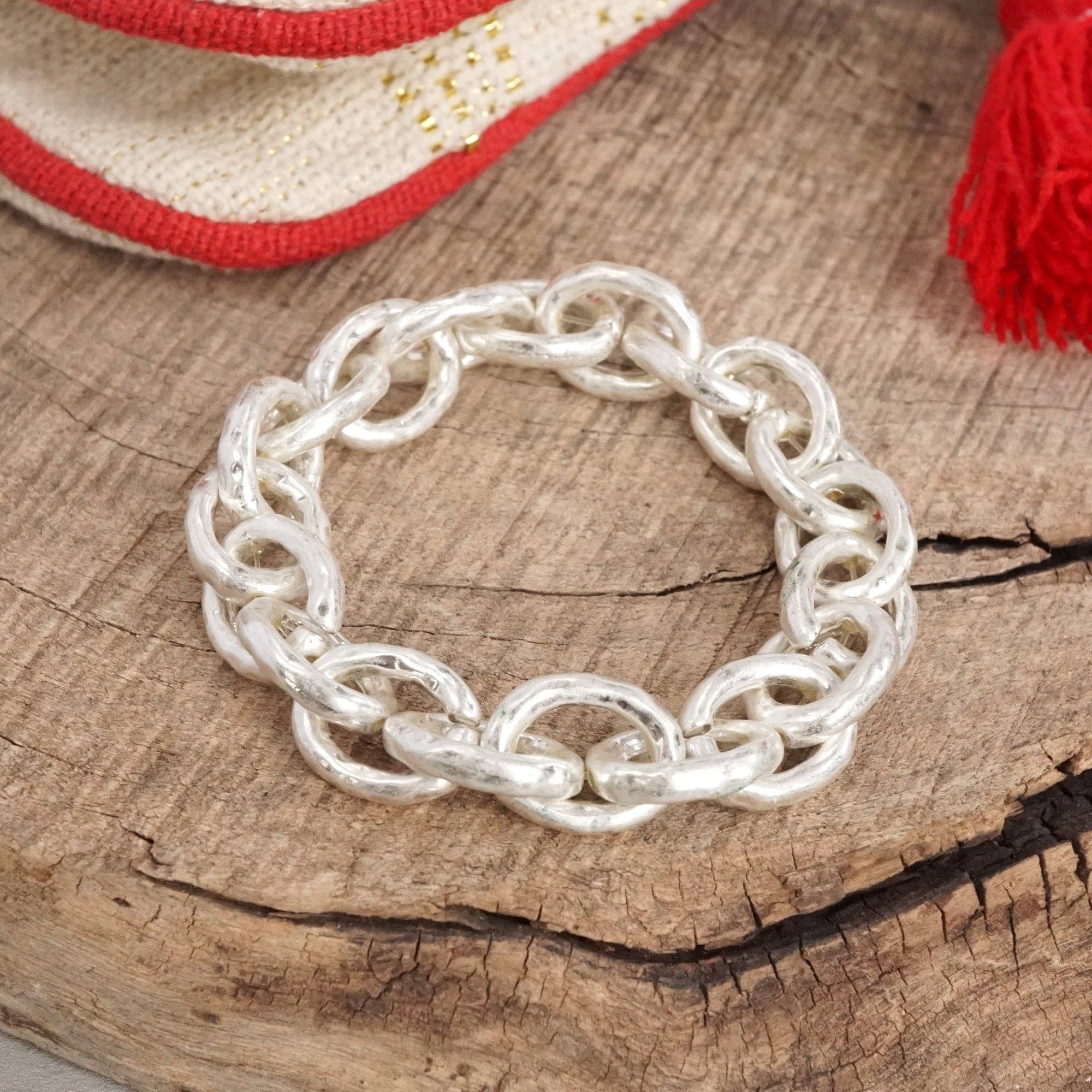 PennyLine inc - Wholesale Link & Chain Bracelet - Chunky Chain Bracelet in Worn Silver3