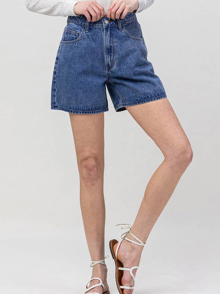 SUPER HIGH RISE MOM SHORTS V2924 for wholesale by VERVET by FLYING MONKEY