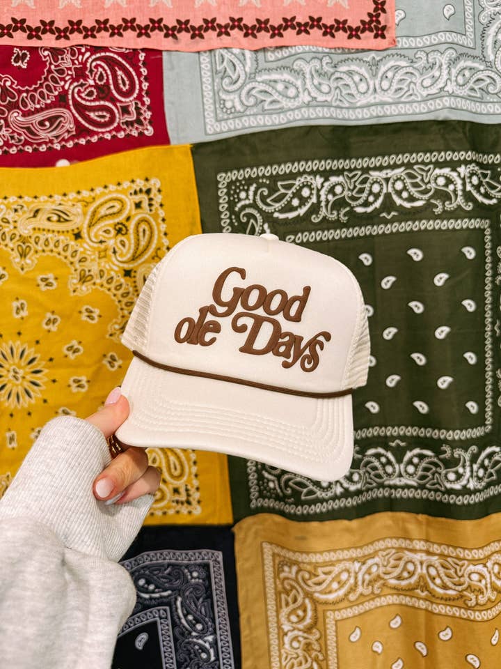 good ole days trucker hat - cream / brown for wholesale by ETTA & EAST