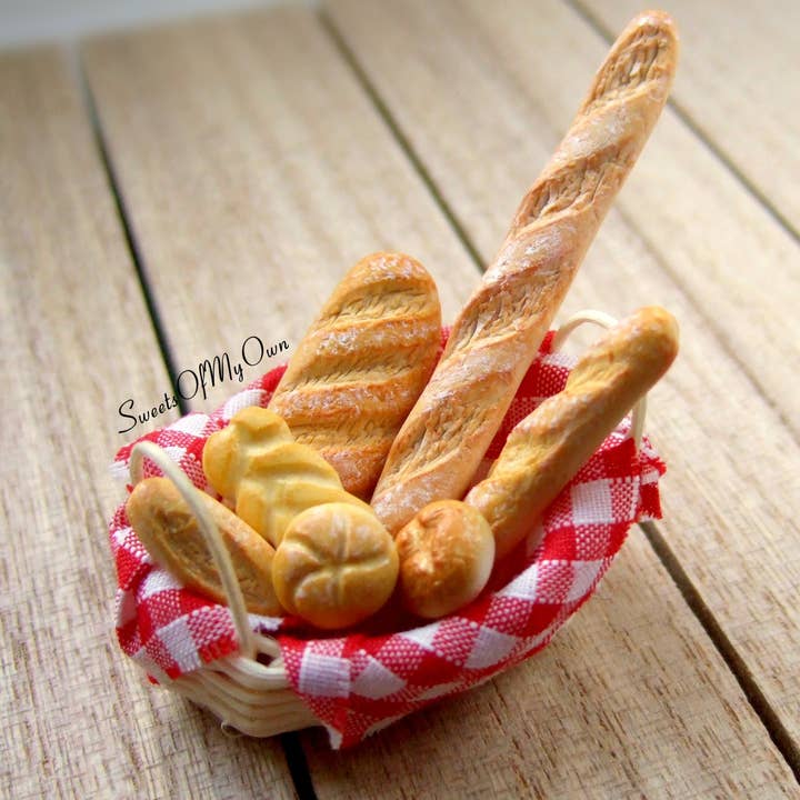 Miniature Basket of Bread - Miniature Bakery for wholesale by Sweetsofmyown