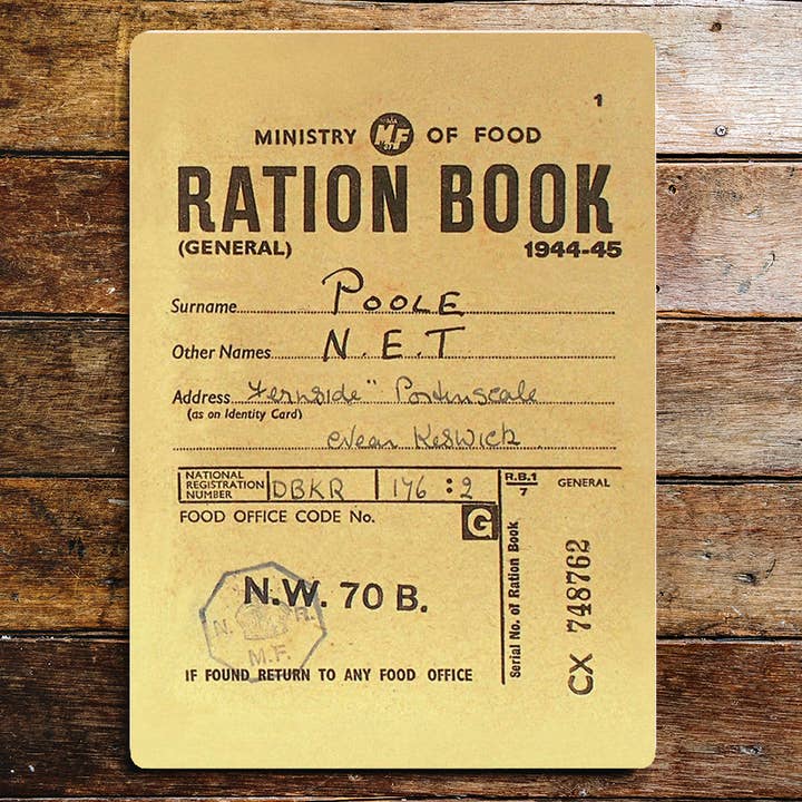 The British Metal Signs Company - Wholesale Sign - Ration Book Ministry Of Food World War Metal Sign