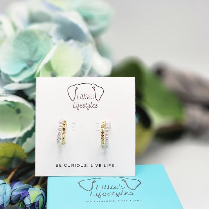 Pearl Double Hoop Earrings for wholesale by Lillie's Lifestyles