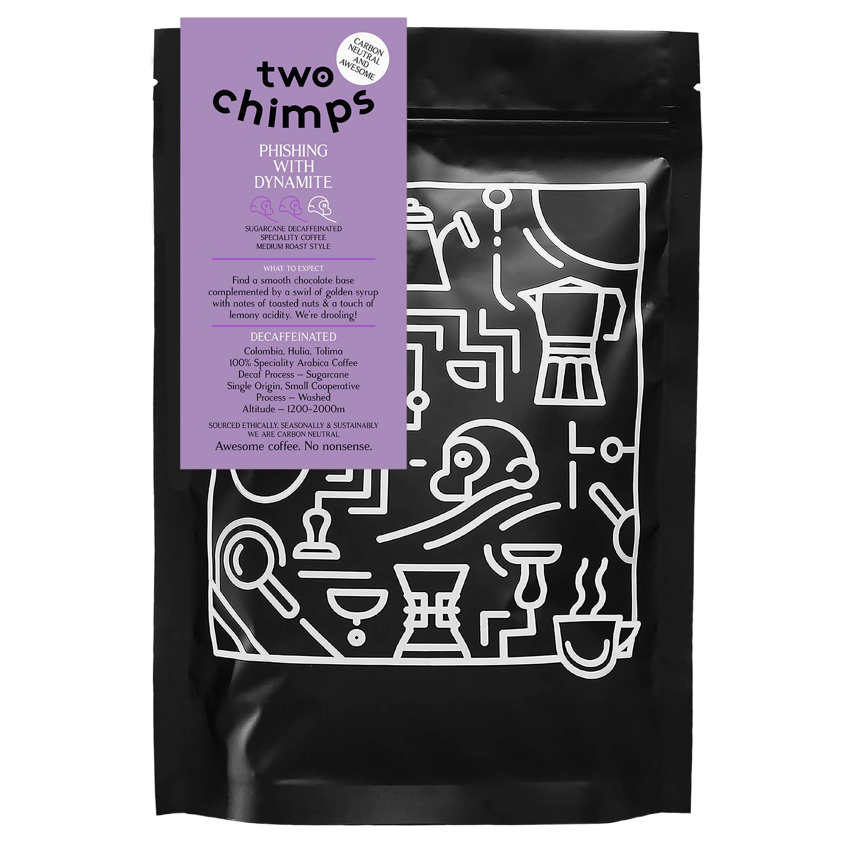 Two Chimps Coffee - Wholesale Coffee Beans - Single Origin Coffee –  Colombia Decaf -125g - Hamper Sized0