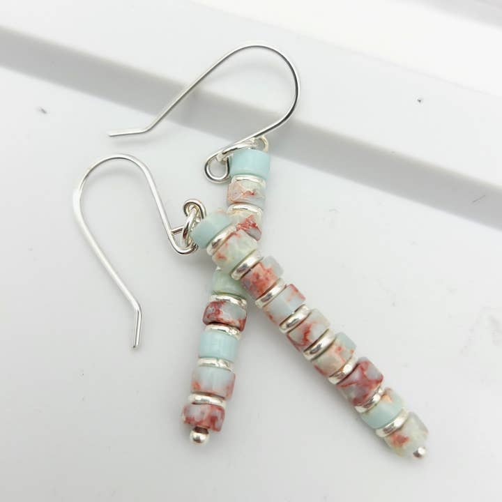 Bijou by SAM - Wholesale Dangle Earrings - Light Blue Aqua Terra Jasper Dangle Earrings0