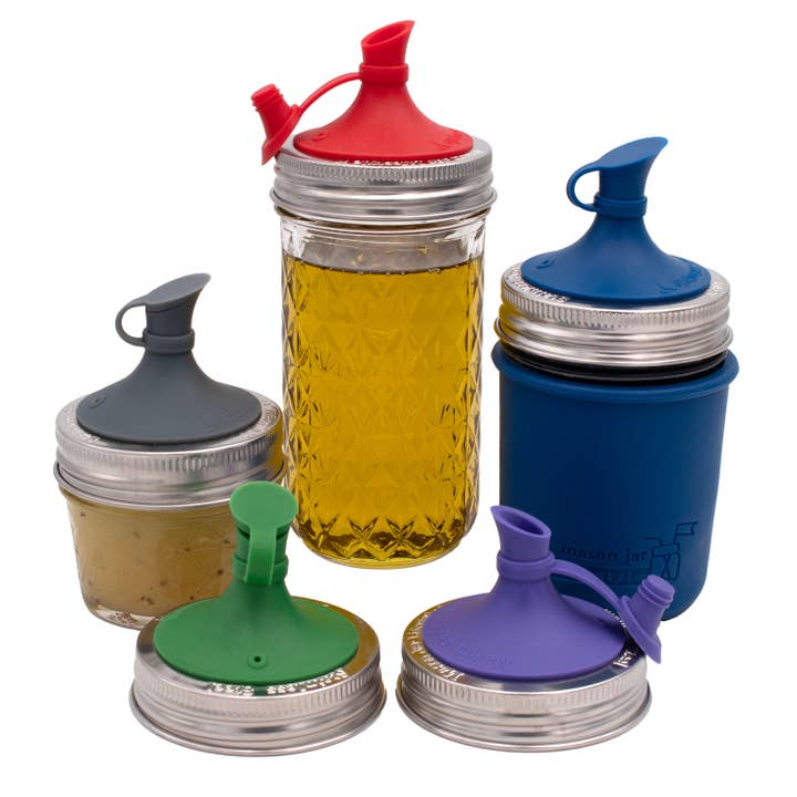 Mason Jar Lifestyle - Wholesale Oil/Vinegar Dispenser - Silicone Oil Cruet Pour Lid for Mason Jars25