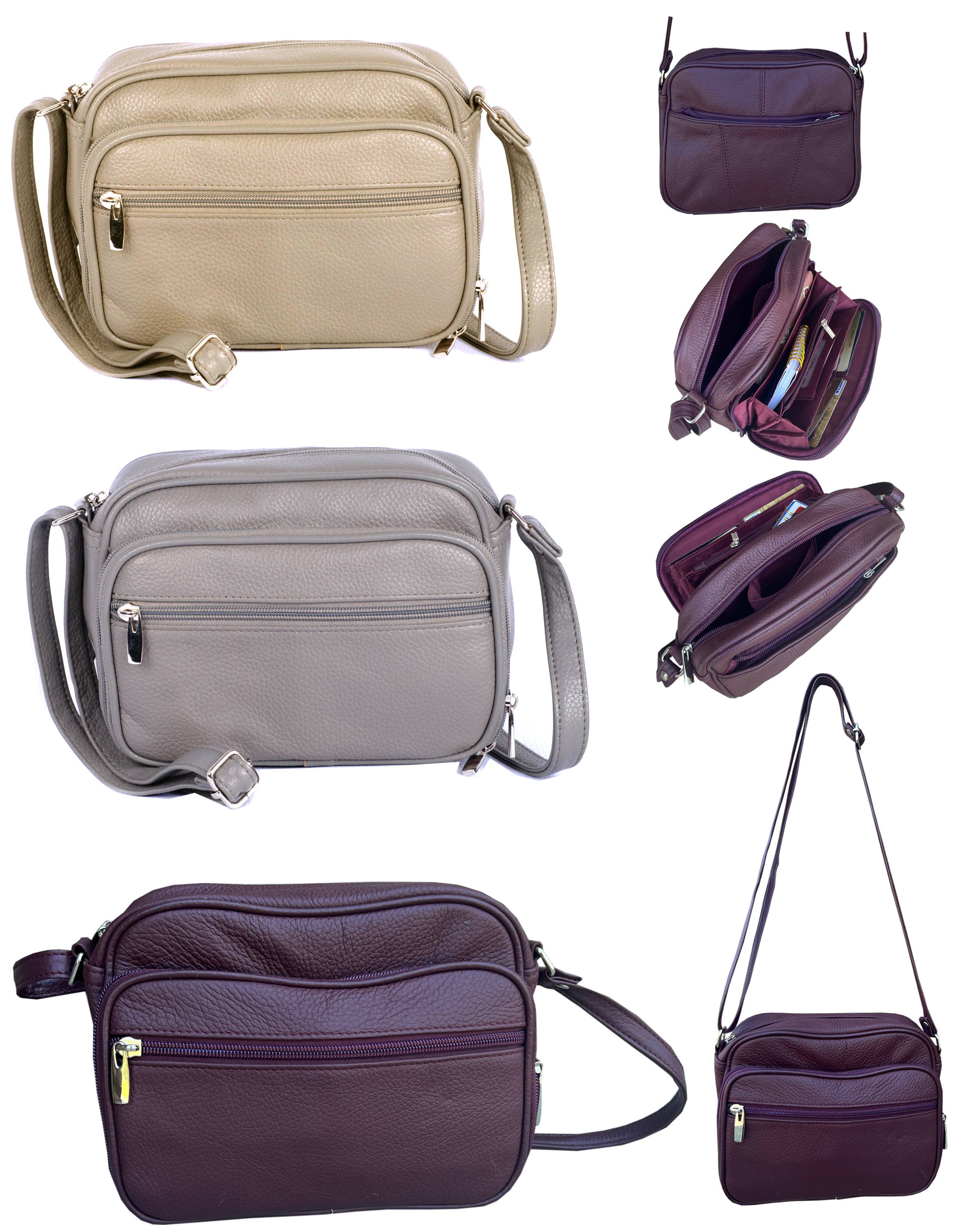 Roma Leathers, Inc. - Wholesale Crossbody Bag - Women's - RM019A cowhide leather crossbody shoulder bag9