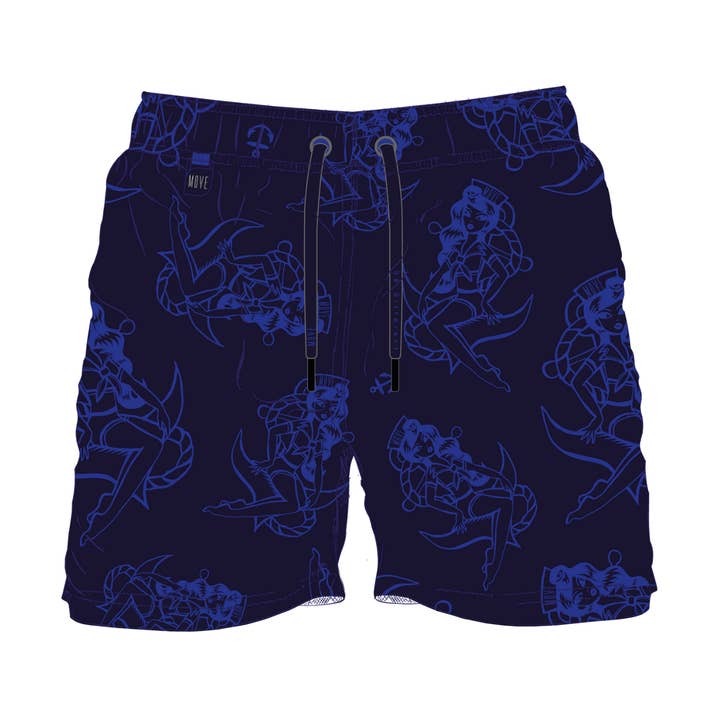 BLUE FLOCK PIN UP GUADELOUPE BOXER for wholesale by MOVE beachwear