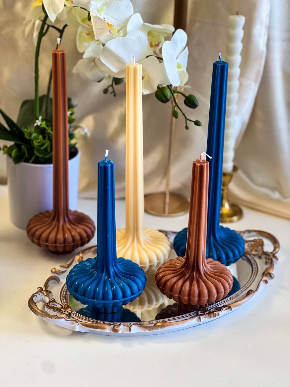 Agaboo Candle - Wholesale Pillar Candle - Elegant Large Striped Vase Pillar Candles 7