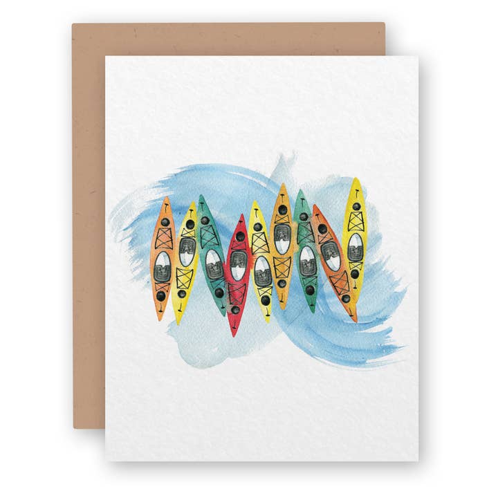 Watercolor Wednesday | Adventure Art & Stationery - Wholesale Everyday Greeting Card - Vibrant Watercolor Kayak Adventures | Everyday Greeting Card