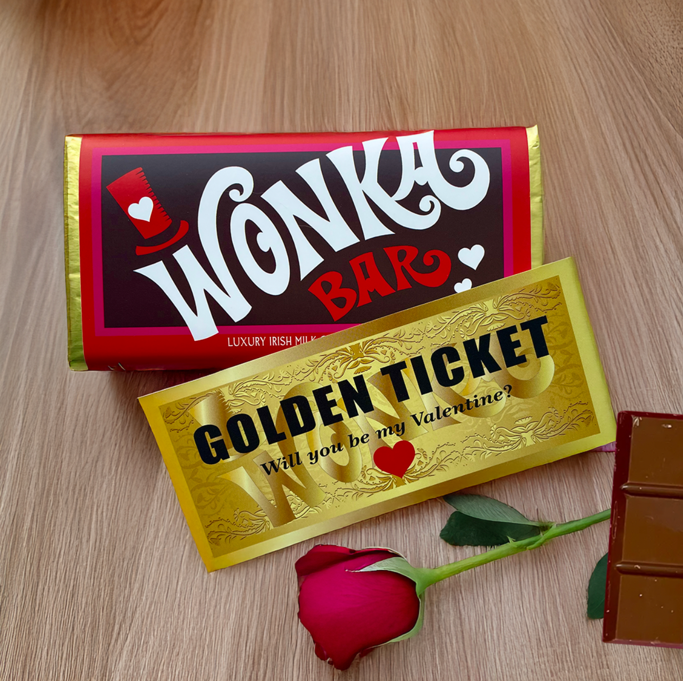 Sweet Living Kilkenny - Wholesale Chocolate Bar -  "Will you be my Valentine" -Golden Ticket Wonka Bar4
