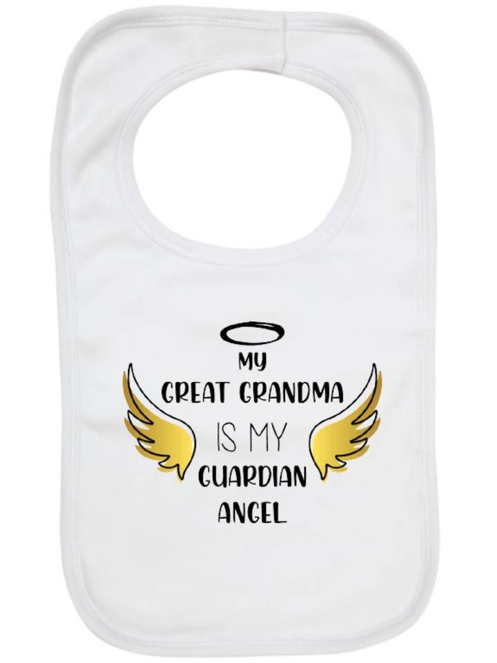 Bavoir pour bébé My Great Grandma Is My Guardian Angel pour la vente par Little Ratbag