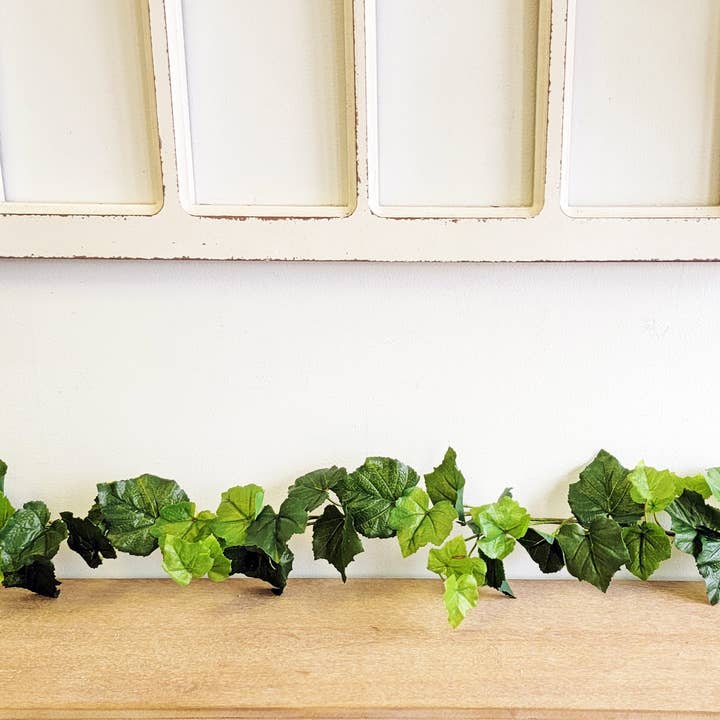 ES Essentials - Wholesale Artificial Flowers - Grape Leaf Real Touch Garland Green 6'2