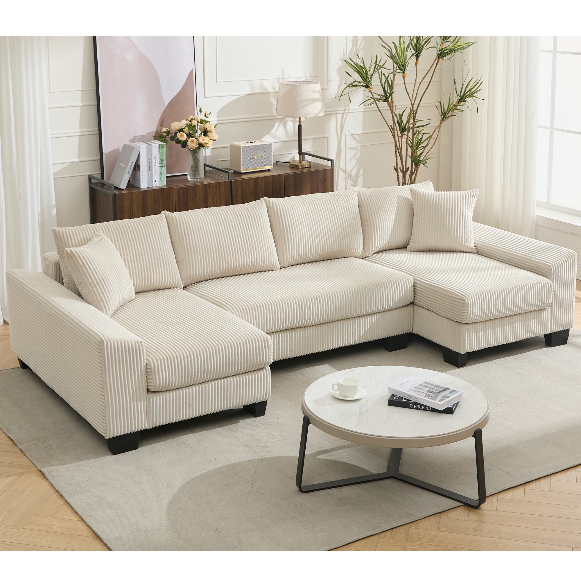 39F Inc. - Wholesale Sofa - 114" U-Shaped Sleeper Sofa with Pull-Out Bed & Chaise16