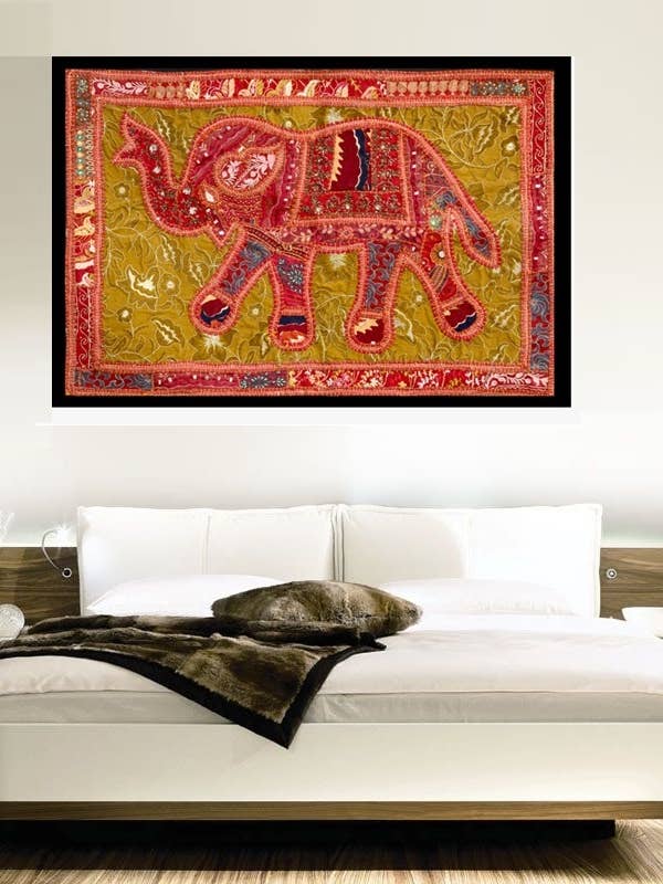 Indiska Handgjorda Beaded Elephant Tapestry - Väggbit för wholesale av Meghcraft