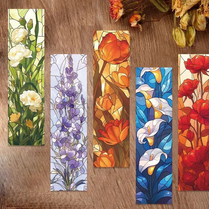 Magnifique Hearts - Wholesale Bookmark - Stained Glass Floral Bookmark – Bright, Bold & Botanical0