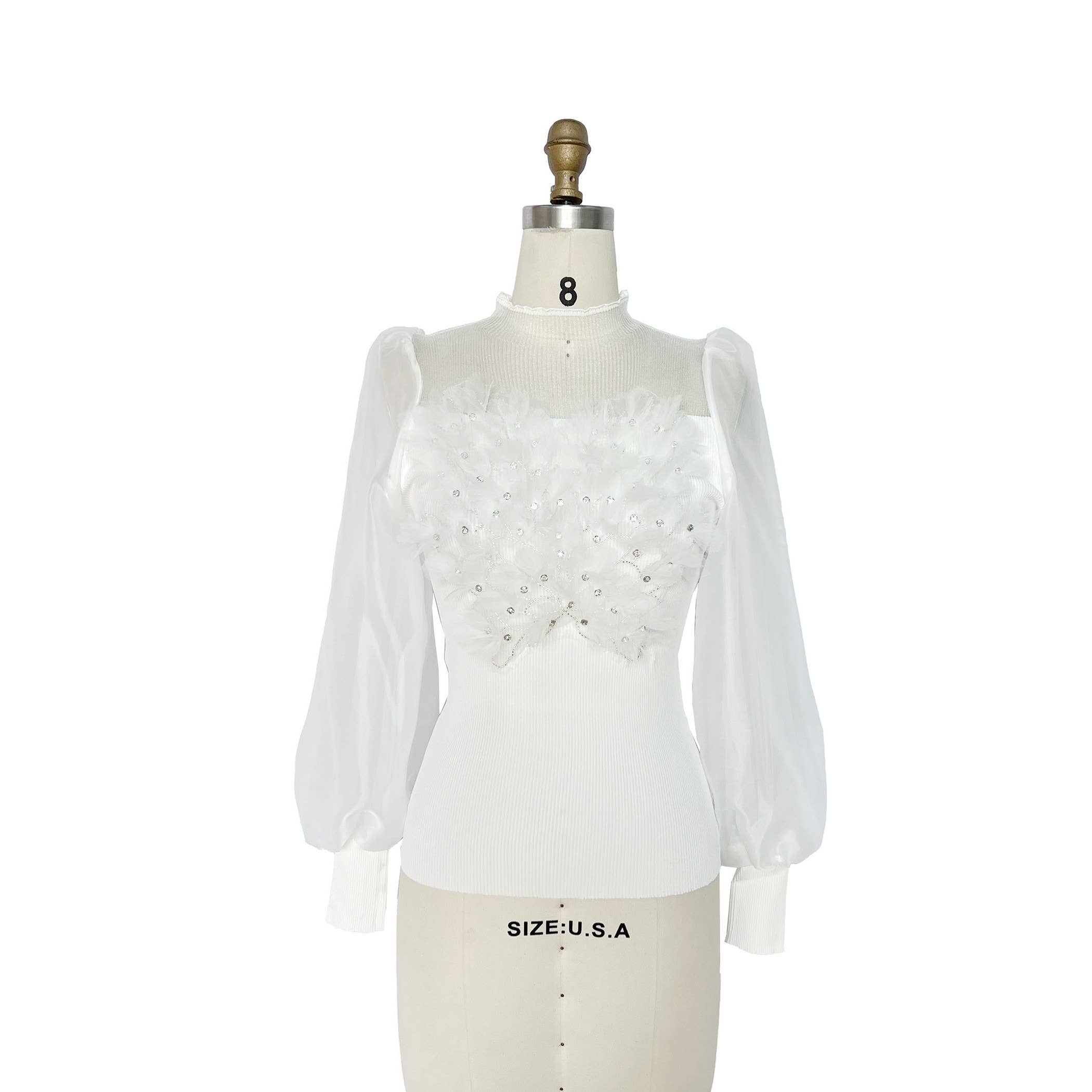 XHHH Inc - Wholesale Blouse - Women's - Floral Embellished Blouse2