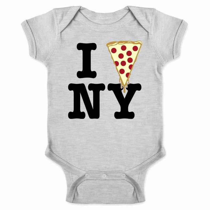 Body neonato "Amo la pizza a fette di New York" grafica NYC. per la vendita all'ingrosso da parte di Pop Threads