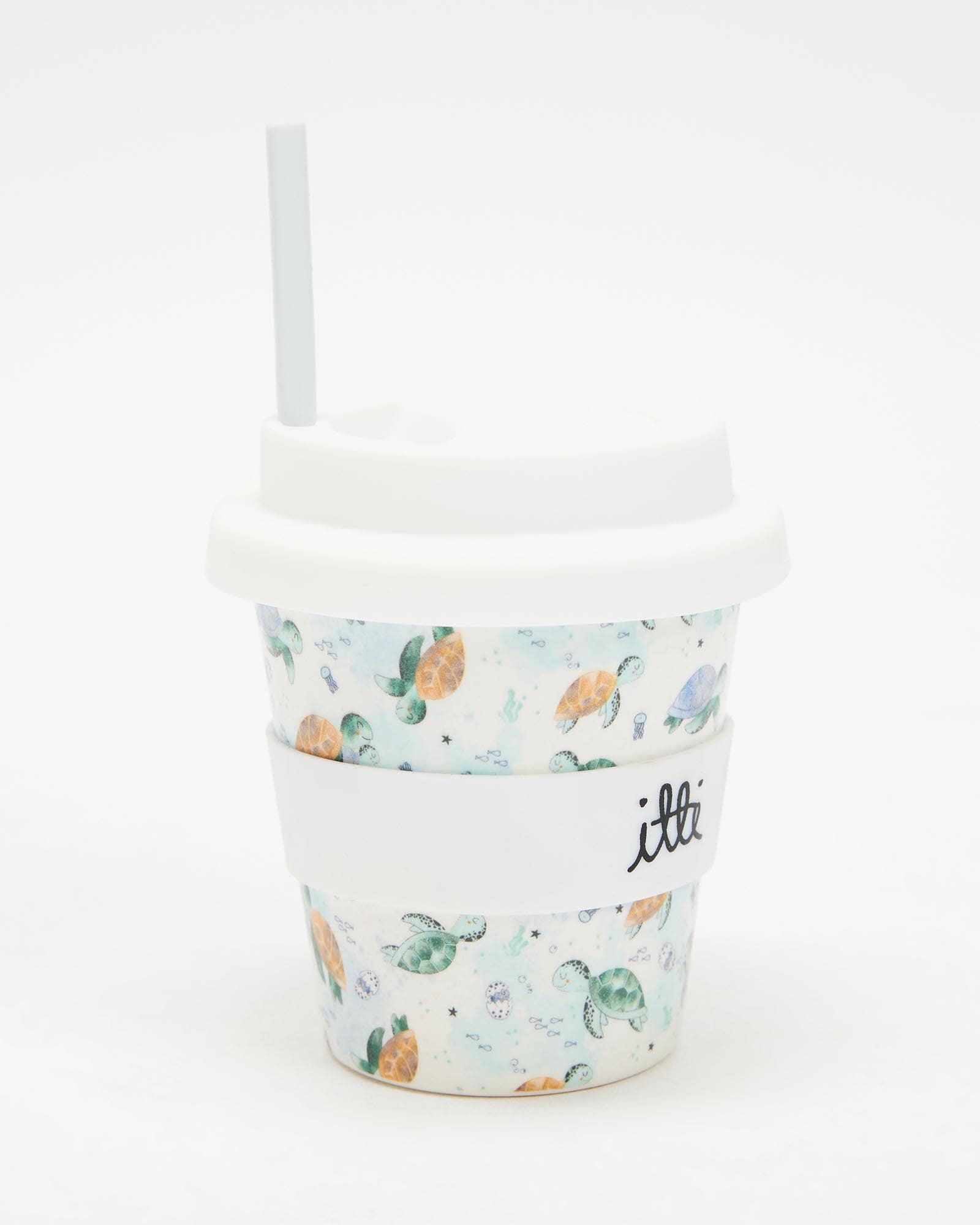 Itti - Vente Verre/tasse – enfant et bébé - Itti Tasse Baby Cino en bambou avec 2 pailles - motif tortues3