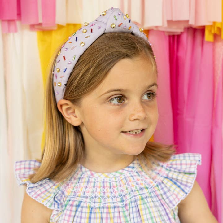 The Heady Chic - Wholesale Fashion Headband - Kids - Kid and Tween Lavender Sprinkle Knotted Headband1