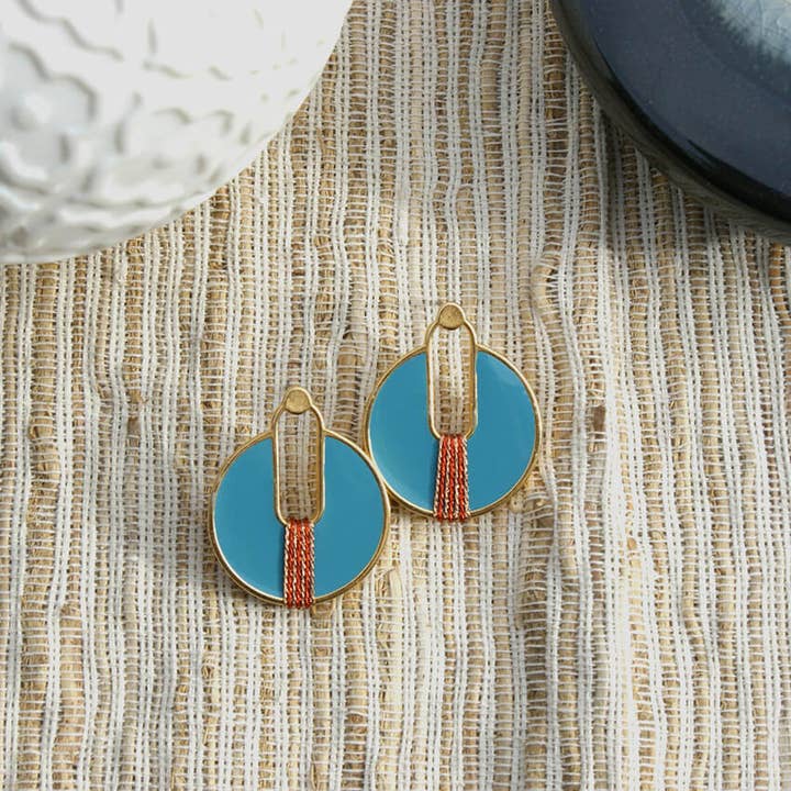 Peacock Blue Luxor øreringe for engroshandel hos NAODE Paris