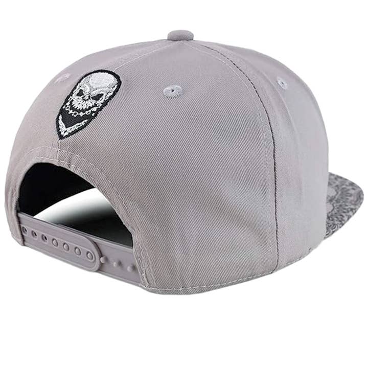 Cap Zone - Wholesale Flat Brim Cap - Men's - Rebel Biker Skull Paisley Bandana Print Snapback12