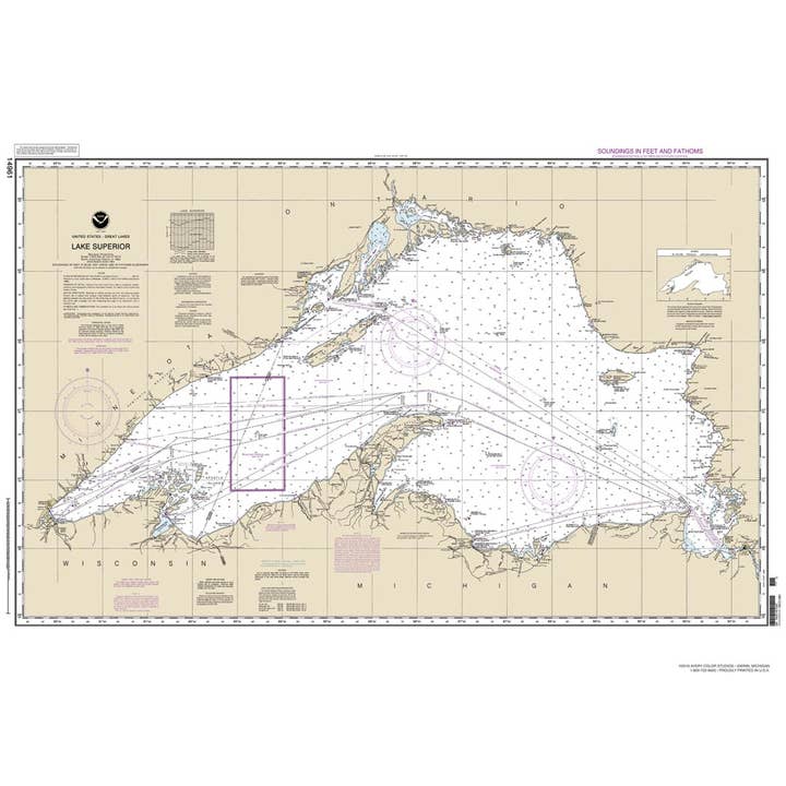 Lake Superior NOAA Chart for wholesale by Avery Color Studios, Inc.