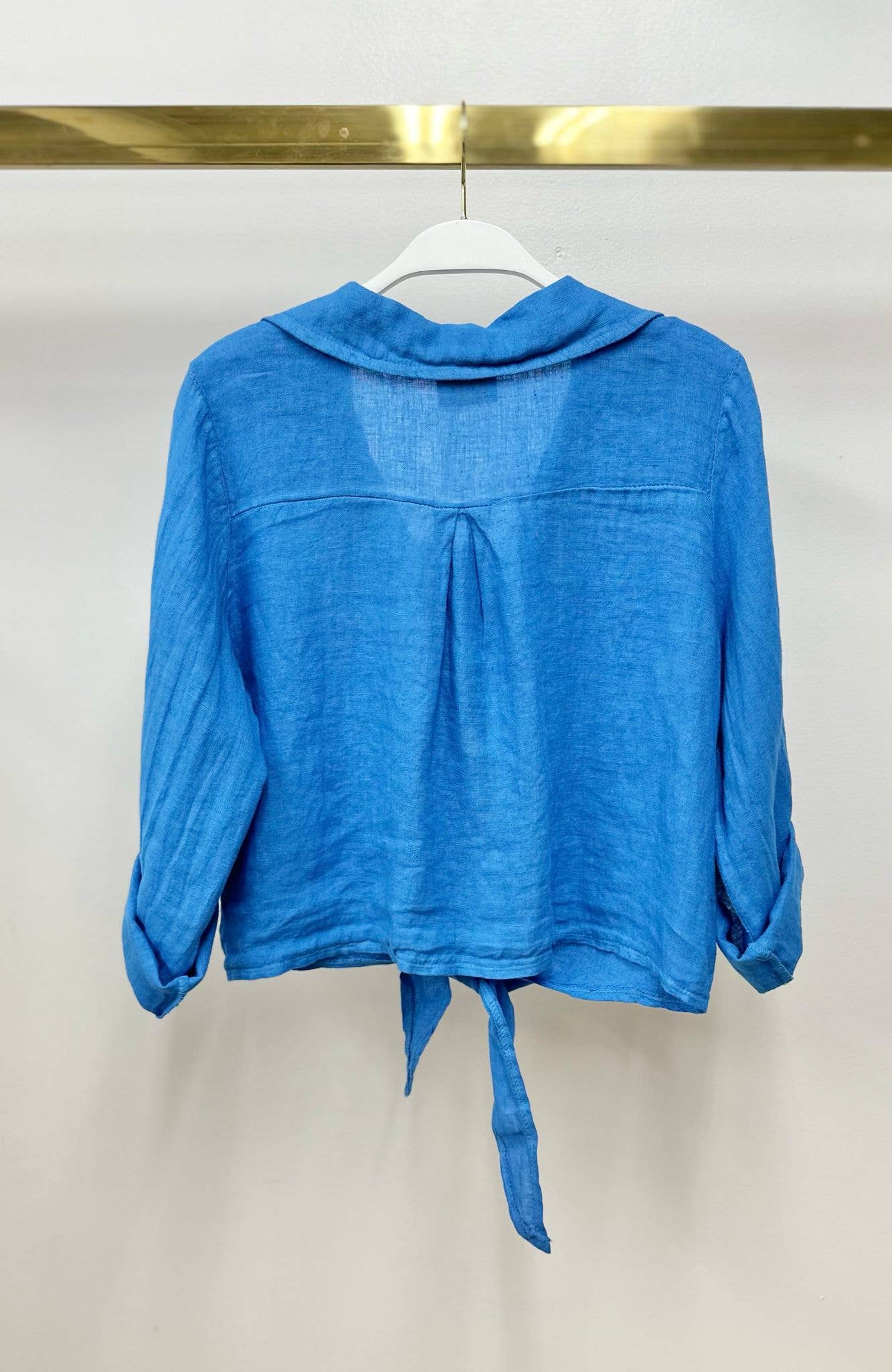 MILIO MILANO - Wholesale Blouse - Women's - LINEN CROPPED TIE BLOUSE (707001-SOLID LINEN TOP)13